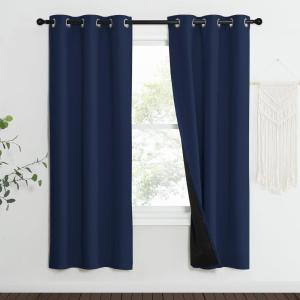 imageNICETOWN 100 Blackout Curtain Set Thermal Insulated ampamp Energy Efficiency Window Draperies for Guest Room Full Shading Panels for Shift Worker and Light Sleepers Navy Blue 37W x 70L 2 PCs