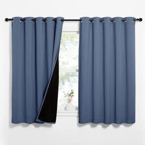 imageNICETOWN 100 Blackout Curtains 63 inches Long Pair of Energy Smart ampamp Noise Blocking Out Drapes for Baby Room Window Thermal Insulated Guest Room Lined Window Dressing Stone Blue 62 inches Wide