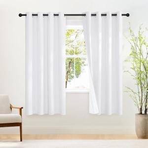 imageNICETOWN 100 Blackout Curtains 72 inches Long with Thermal Insulated White Liner 52quot W x 72quot L Set of 2 Thermal Insulated Privacy Window Treatment for Kitchen 1 Panel Pure White