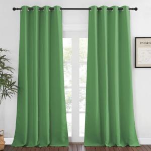 imageNICETOWN Bedroom Curtain Room Darkening Drapery 102 inches Length  Home Fashion Thermal Insulated Grommet Room Darkening Curtain for Living Room Froest Green 1 Panel 52 x 102 inches