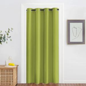imageNICETOWN Blackout Doorway Curtain Drape 78 inch Long  Grommet Noise Reducing Thermal Insulated Solid Modern Window Treatments for Bedroom Closet 1 Panel 52 x 78 Inch Fresh Green