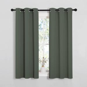 imageNICETOWN Blackout Draperies Curtains for Kids Room Window Treatment Thermal Insulated Solid Grommet Blackout Drape Panels for Bedroom Dark Mallard Set of 2 34 by 54 inches