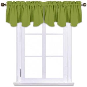 imageNICETOWN Blackout Tiers Window Valances  52 by 18 inches Blackout Curtains Pole Pocket KitchenBathroomLiving RoomBoys Bedroom Scalloped Valances Navy Blue 1 PairFresh Green