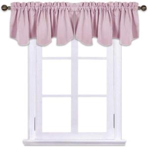 imageNICETOWN Blackout Tiers Window Valances  52 by 18 inches Blackout Curtains Pole Pocket KitchenBathroomLiving RoomBoys Bedroom Scalloped Valances Navy Blue 1 PairBaby Pink