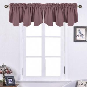 imageNICETOWN Blackout Tiers Window Valances  52 by 18 inches Blackout Curtains Pole Pocket KitchenBathroomLiving RoomBoys Bedroom Scalloped Valances Navy Blue 1 PairDry Rose