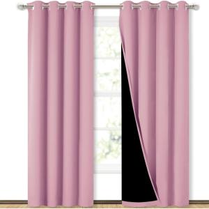 imageNICETOWN Full Shading Curtains 90quot Long 2 Panels Set for Windows Super HeavyDuty Black Lined Blackout Curtains for Bedroom Privacy Assured Window Treatment Crystal Pink Pack of 2 52quot W