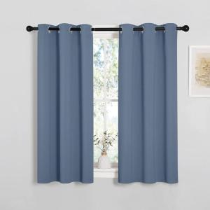 imageNICETOWN Kitchen Curtains Small Window Curtains ampamp Drapes Thermal Insulated Solid Grommet Panels for Cupboard Loft Cafe Dining Room Stone Blue 34quot W x 45quot L 2PCs