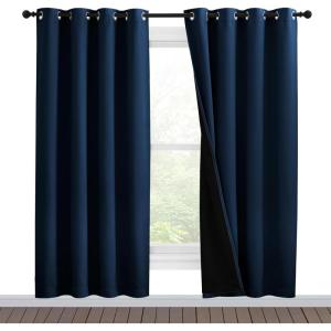 imageNICETOWN Moroccan Blue Full Shade Curtain Panels Pair of Energy Smart ampamp Noise Blocking Out Blackout Drapes for Dining Room Window Thermal Insulated Guest Room Lined Window Dressing55 x 78 inch