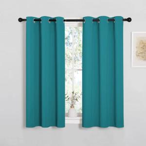 imageNICETOWN Room Darkening Curtains 45 inch Length 2 Panels Thermal Insulated Grommet Blackout Curtains for Modern Casual Elegant Bedroom Kids Room Theme Decoration Peacock Teal 2 Pieces W34
