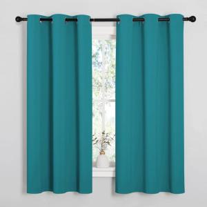 imageNICETOWN Room Darkening Curtains 63 inch Length 2 Panels Thermal Insulated Grommet Blackout Curtains for Modern Casual Elegant Bedroom Kids Room Theme Decoration Peacock Teal 2 Pieces W42