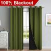 imageNICETOWN Blackout Curtains 84 inches Long 2 Pieces 42quot Wide Each Panel Olive Green Full Light Blocking Drapes with Black Liner for Nursery Thermal Insulated Draperies for Hall Villa