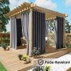 imageNICETOWN Fade Resistant Outdoor Curtains for Patio Waterproof Lightfastness Grade 4 Longlasting Outside Drapes for Porch Gazebo Sun Blocking ampamp Privacy Blackout Shades 2 Panels Tan W52 x L96 inGrey