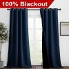 imageNICETOWN Moroccan Blue Full Shade Curtain Panels Pair of Thermal Insulated ampamp Energy Efficiency Blackout Drapes for Living Room Windows Lined Silky Performance Window Dressing 46quot Wide x 90quot Long