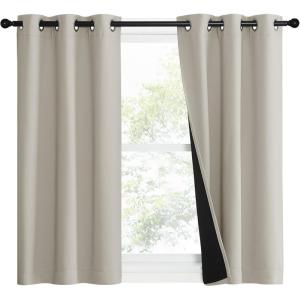 imageNICETOWN Natural 100 Blackout Lined Curtains 1 Pair 37quot Width x 40quot Length Each Panel 2 Thick Layers Narrow Wide Window Treatment Panels Thermal Insulated Drapes for Kitchen Small Window