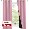 imageNICETOWN 100 Blackout Short Curtains with Black Liners 2 Panels 37quotW by 63quotL Crystal Pink Solid Thermal Insulated Full Blackout 2Layer Lined Drapes Energy Efficiency Window Drapes for Bedroom