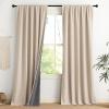 imageNICETOWN Cream Linen 100 Blackout Curtains 2 Panels Set 52 x 80 Inches Rod Pocket Style Thermal Insulated Room Darkening Drapes for Bedroom Living Room Nursery Modern Farmhouse DecorCream