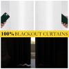 imageNICETOWN Cream Linen 100 Blackout Curtains 2 Panels Set 52 x 80 Inches Rod Pocket Style Thermal Insulated Room Darkening Drapes for Bedroom Living Room Nursery Modern Farmhouse DecorGreyish White