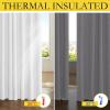imageNICETOWN Cream Linen 100 Blackout Curtains 2 Panels Set 52 x 80 Inches Rod Pocket Style Thermal Insulated Room Darkening Drapes for Bedroom Living Room Nursery Modern Farmhouse DecorGreyish White