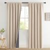imageNICETOWN Cream Linen 100 Blackout Curtains 2 Panels Set 52 x 80 Inches Rod Pocket Style Thermal Insulated Room Darkening Drapes for Bedroom Living Room Nursery Modern Farmhouse DecorCream