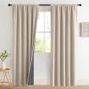 imageNICETOWN Cream Linen 100 Blackout Curtains 2 Panels Set 52 x 80 Inches Rod Pocket Style Thermal Insulated Room Darkening Drapes for Bedroom Living Room Nursery Modern Farmhouse DecorNatural