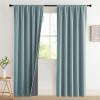 imageNICETOWN Cream Linen 100 Blackout Curtains 2 Panels Set 52 x 80 Inches Rod Pocket Style Thermal Insulated Room Darkening Drapes for Bedroom Living Room Nursery Modern Farmhouse DecorSkylark Blue