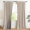 imageNICETOWN Cream Linen 100 Blackout Curtains 2 Panels Set 52 x 80 Inches Rod Pocket Style Thermal Insulated Room Darkening Drapes for Bedroom Living Room Nursery Modern Farmhouse DecorNatural