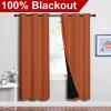 imageNICETOWN Full Shade Curtain Panels 37quot Wide x 70quot Long Burnt Orange Pair of Thermal Insulated ampamp Energy Efficiency Blackout Drapes for Living Room Lined Silky Performance Window Dressing