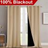 imageNICETOWN Full Shading Curtains 90 inches Long 2 Panels Set for Windows Super HeavyDuty Black Lined Blackout Curtains for Bedroom Privacy Assured Window Treatment Biscotti Beige 52 inches W