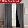 imageNICETOWN Total Shade Curtains and Draperies HeavyDuty Full Light Shading Drapes with Black Liner Backing for VillaHallDorm WindowGray Package of 2 52 inches Wide x 95 inches Long