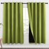 imageNICETOWN 100 Blackout Window Curtain Panels Fresh Green 2 Pieces 70inch Wide Per Panel Full Light Blocking Drapes with Black Liner for Nursery 72inch Drop Thermal Insulated Draperies