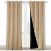imageNICETOWN Full Shading Curtains 90 inches Long 2 Panels Set for Windows Super HeavyDuty Black Lined Blackout Curtains for Bedroom Privacy Assured Window Treatment Biscotti Beige 52 inches W