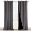 imageNICETOWN Total Shade Curtains and Draperies HeavyDuty Full Light Shading Drapes with Black Liner Backing for VillaHallDorm WindowGray Package of 2 52 inches Wide x 95 inches Long