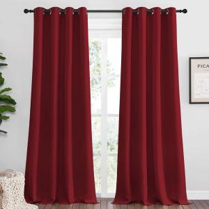 imageNICETOWN Burgundy Red Blackout Draperies Curtains  Pair of Grommet Top Thermal Insulated Blackout Decorative Curtains for Thanksgiving Day ampamp Christmas Decor55 inches Wide by 96 inches Long