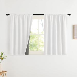 imageNICETOWN Cream Linen 100 Blackout Curtains 2 Panels Set 52 x 80 Inches Rod Pocket Style Thermal Insulated Room Darkening Drapes for Bedroom Living Room Nursery Modern Farmhouse DecorGreyish White