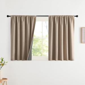 imageNICETOWN Cream Linen 100 Blackout Curtains 2 Panels Set 52 x 80 Inches Rod Pocket Style Thermal Insulated Room Darkening Drapes for Bedroom Living Room Nursery Modern Farmhouse DecorBurlap
