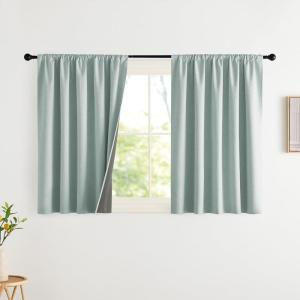imageNICETOWN Cream Linen 100 Blackout Curtains 2 Panels Set 52 x 80 Inches Rod Pocket Style Thermal Insulated Room Darkening Drapes for Bedroom Living Room Nursery Modern Farmhouse DecorSeafoam Green