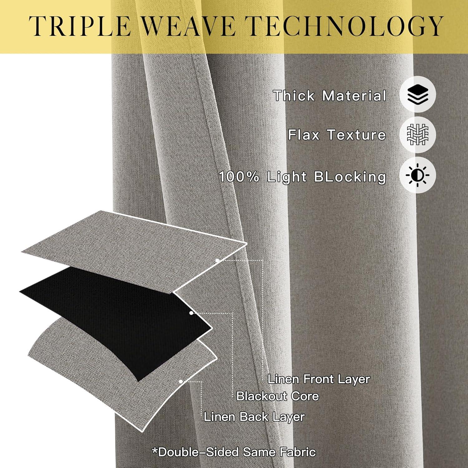 imageNICETOWN 100 Blackout Curtains for Bedroom W52 x L96 Pair Grey Crisp Faux Linen Thermal Insulated ampamp Energy Efficient Light Blocking Shield for Living Room Dining RoomSilver Grey