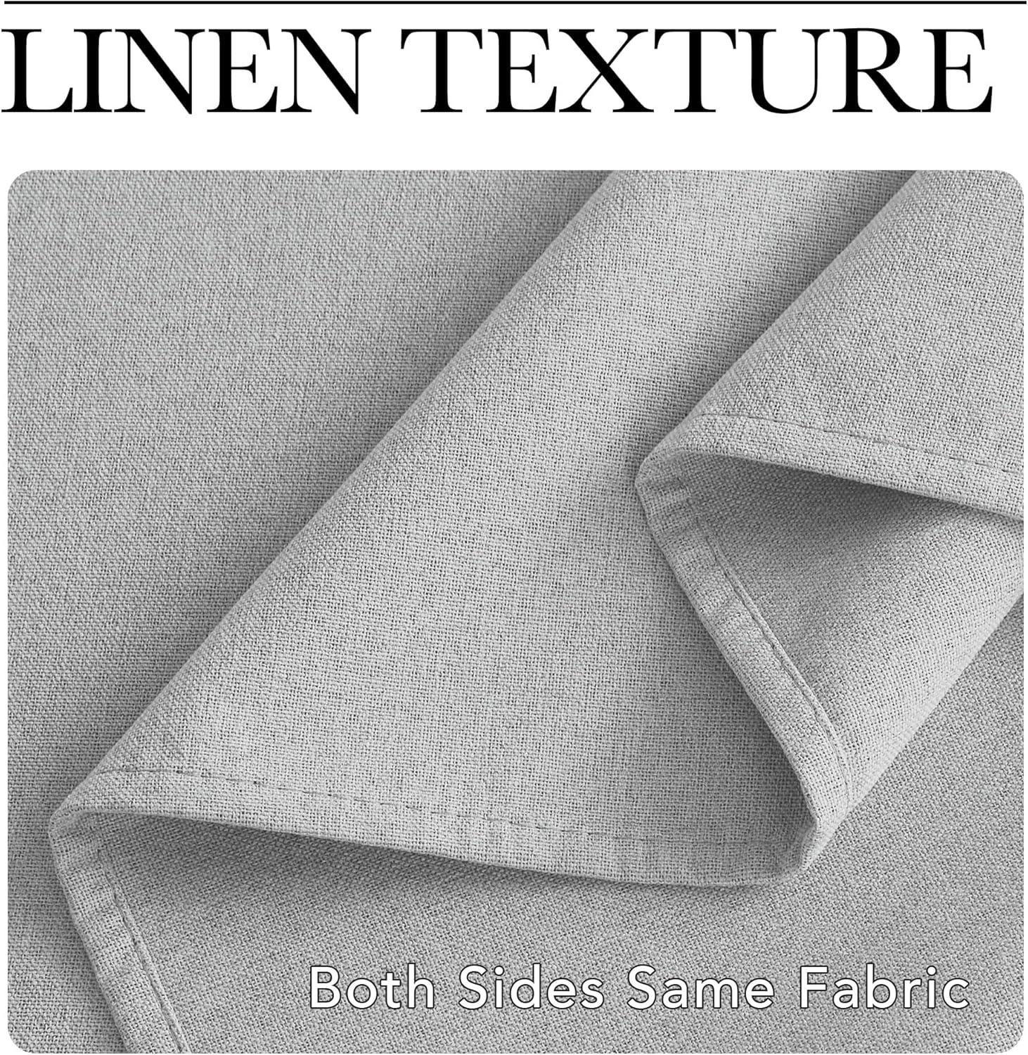 imageNICETOWN 100 Blackout Curtains for Bedroom W52 x L96 Pair Grey Crisp Faux Linen Thermal Insulated ampamp Energy Efficient Light Blocking Shield for Living Room Dining RoomGreyish White