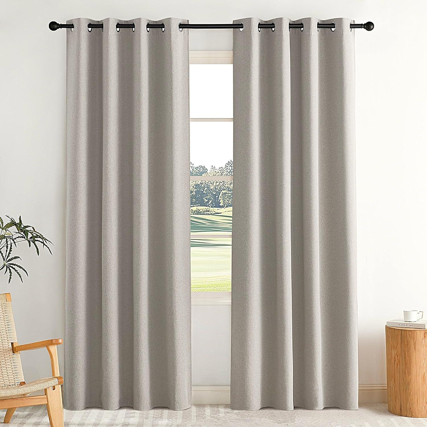 imageNICETOWN 100 Blackout Curtains for Bedroom W52 x L96 Pair Grey Crisp Faux Linen Thermal Insulated ampamp Energy Efficient Light Blocking Shield for Living Room Dining RoomSilver Grey