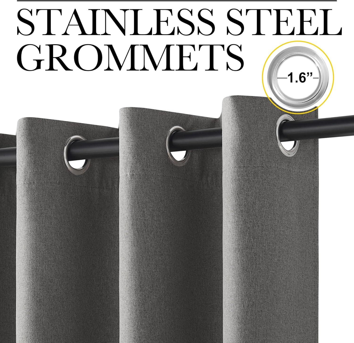 imageNICETOWN 100 Blackout Curtains for Bedroom W52 x L96 Pair Grey Crisp Faux Linen Thermal Insulated ampamp Energy Efficient Light Blocking Shield for Living Room Dining RoomGrey