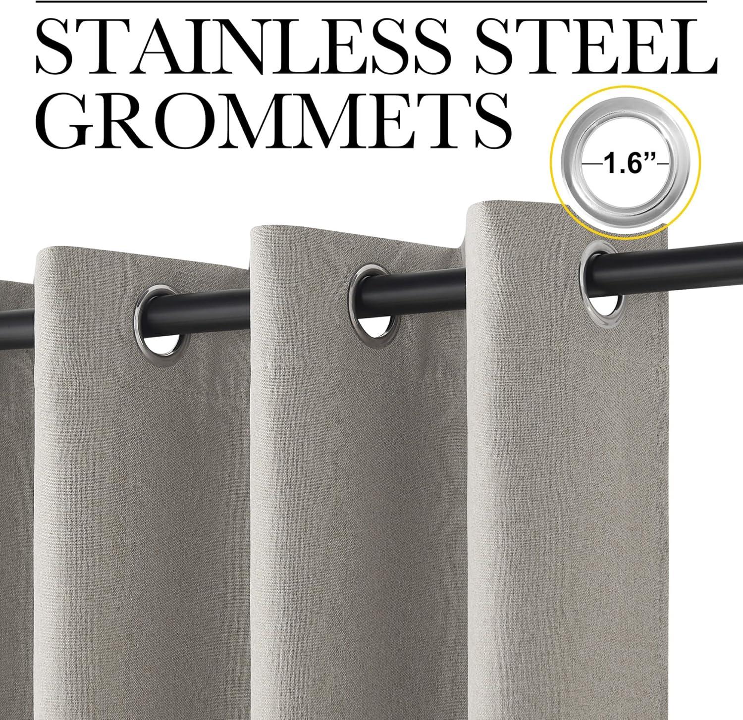 imageNICETOWN 100 Blackout Curtains for Bedroom W52 x L96 Pair Grey Crisp Faux Linen Thermal Insulated ampamp Energy Efficient Light Blocking Shield for Living Room Dining RoomSilver Grey