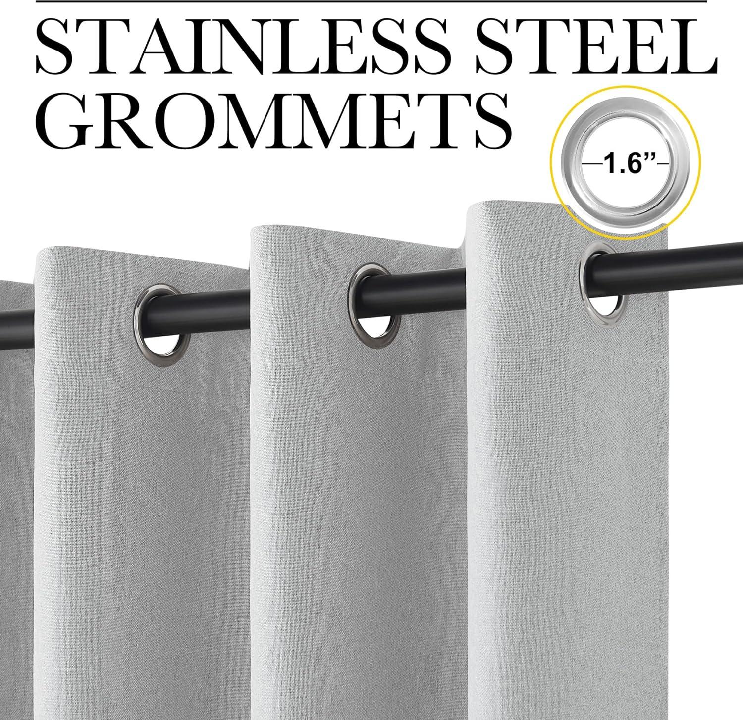 imageNICETOWN 100 Blackout Curtains for Bedroom W52 x L96 Pair Grey Crisp Faux Linen Thermal Insulated ampamp Energy Efficient Light Blocking Shield for Living Room Dining RoomGreyish White