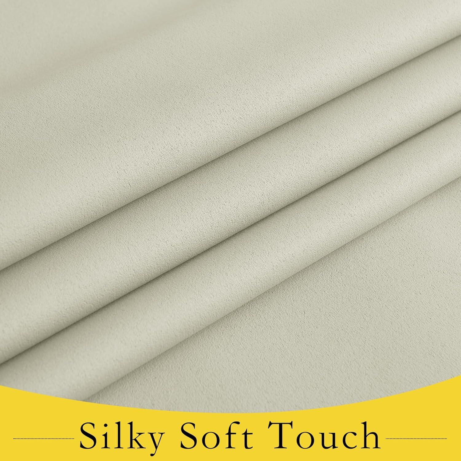 imageNICETOWN 100 Blackout French Door Curtains Privacy Curtains for Window 26 X 50 Inch Long Room Darkening Drapes Thermal Insulated Door Window Shades for Bedroom 1 Panel KhakiLight Beige