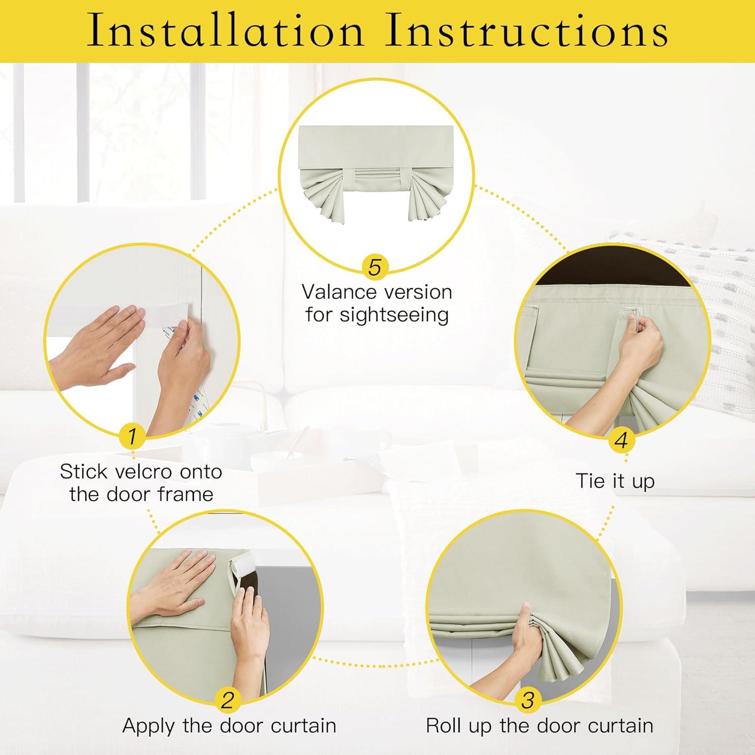 imageNICETOWN 100 Blackout French Door Curtains Privacy Curtains for Window 26 X 50 Inch Long Room Darkening Drapes Thermal Insulated Door Window Shades for Bedroom 1 Panel KhakiLight Beige