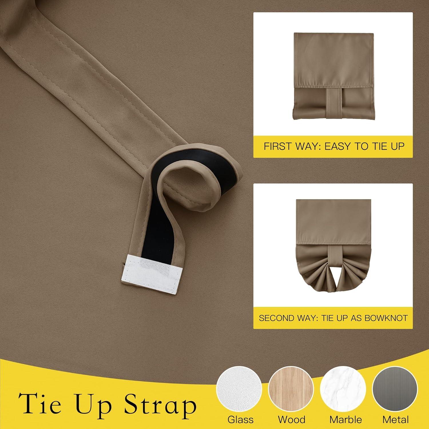 imageNICETOWN 100 Blackout French Door Curtains Privacy Curtains for Window 26 X 50 Inch Long Room Darkening Drapes Thermal Insulated Door Window Shades for Bedroom 1 Panel KhakiKhaki