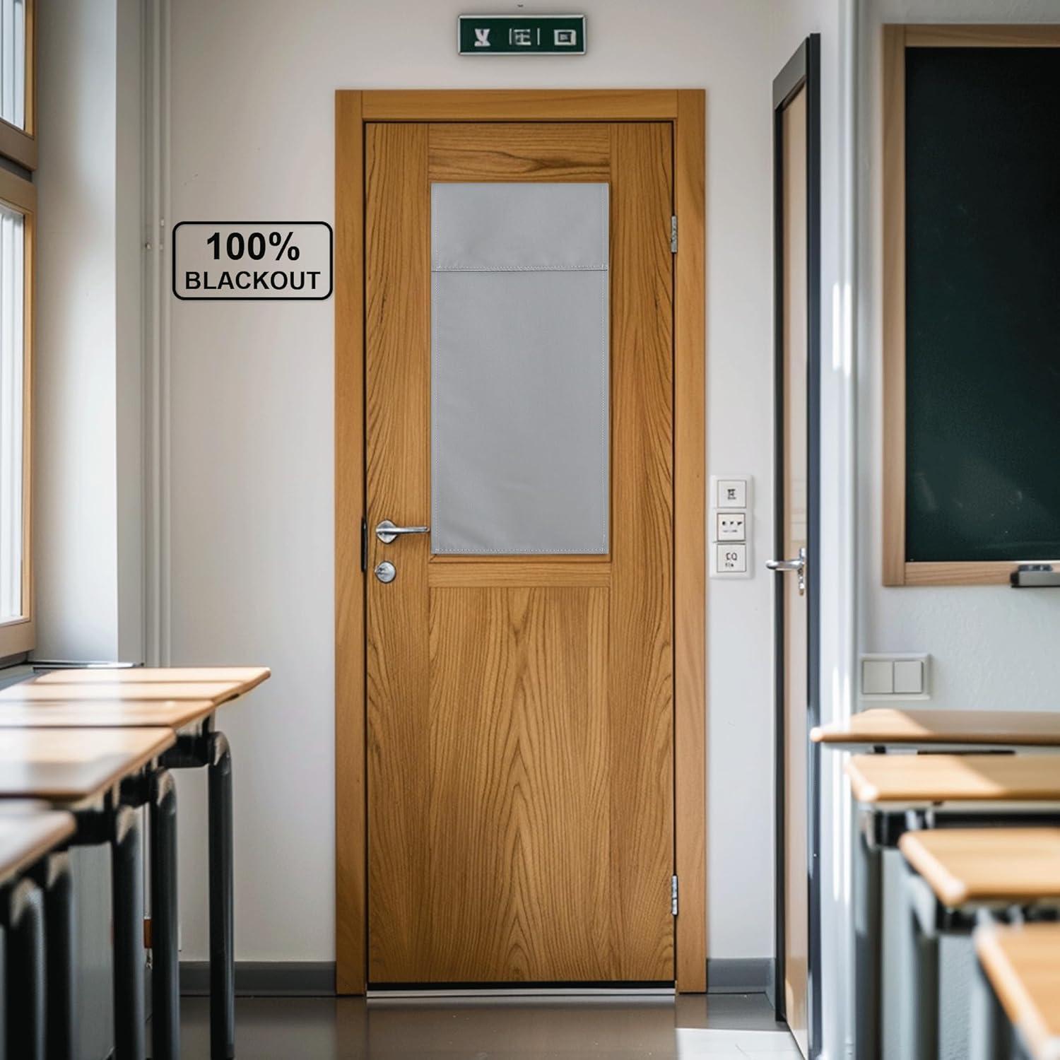 imageNICETOWN 100 Blackout French Door Curtains Privacy Curtains for Window 26 X 50 Inch Long Room Darkening Drapes Thermal Insulated Door Window Shades for Bedroom 1 Panel KhakiDove Gray