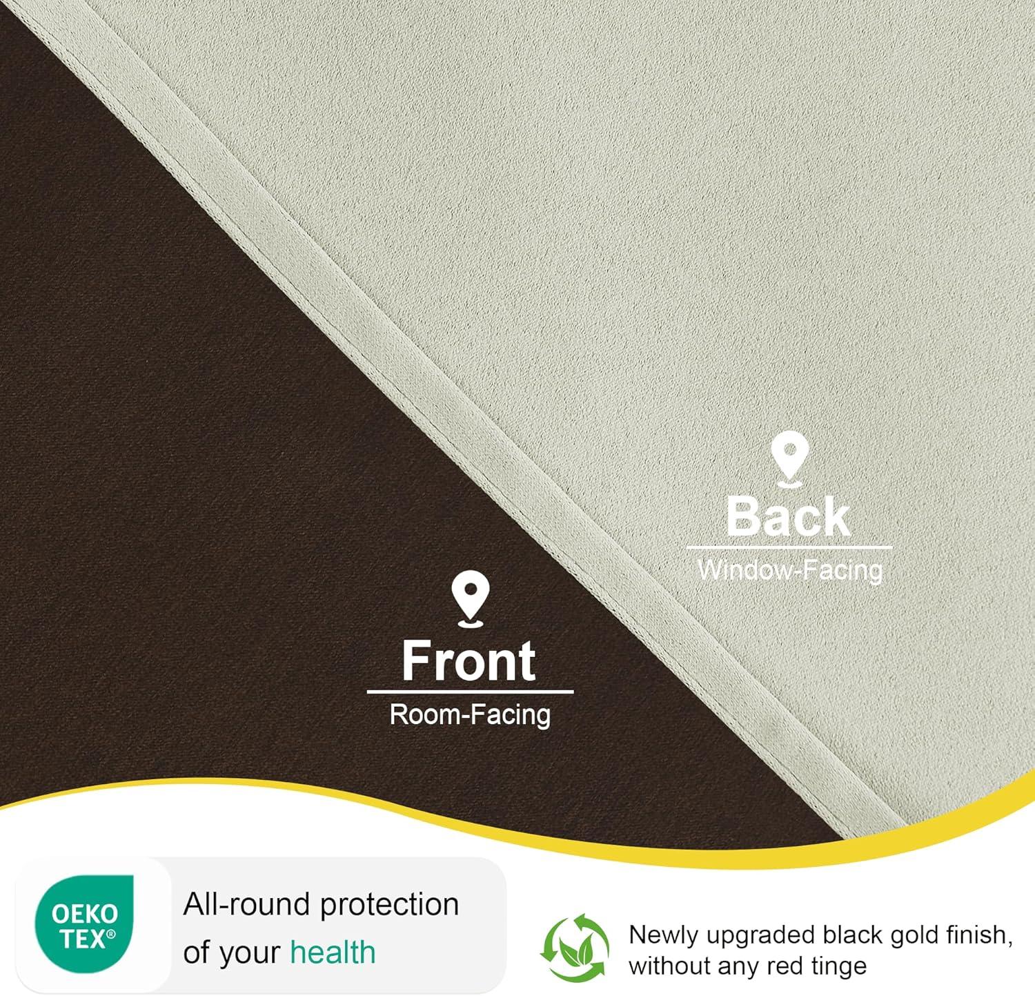 imageNICETOWN 100 Blackout French Door Curtains Privacy Curtains for Window 26 X 50 Inch Long Room Darkening Drapes Thermal Insulated Door Window Shades for Bedroom 1 Panel KhakiLight Beige