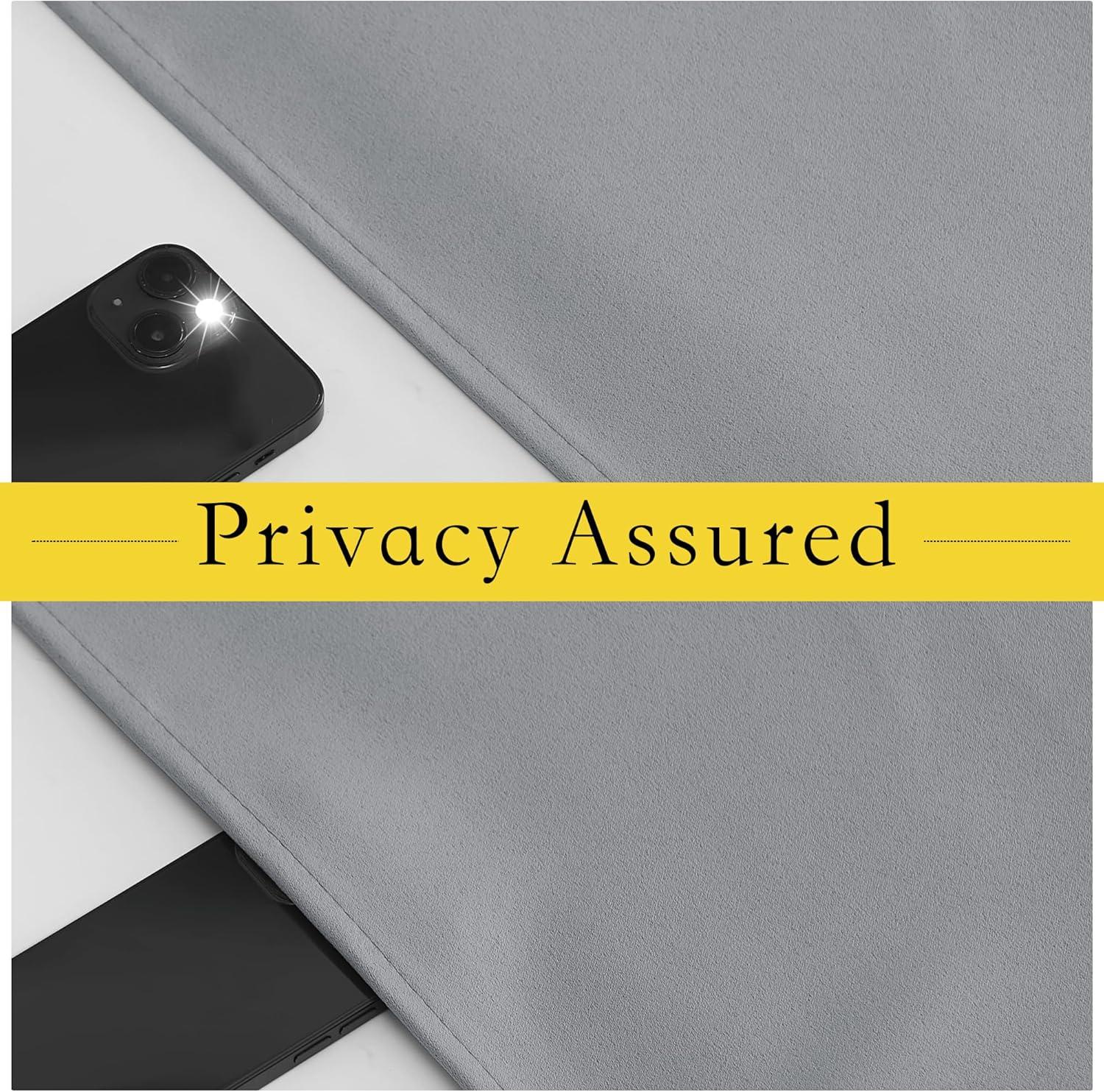 imageNICETOWN 100 Blackout French Door Curtains Privacy Curtains for Window 26 X 50 Inch Long Room Darkening Drapes Thermal Insulated Door Window Shades for Bedroom 1 Panel KhakiDove Gray