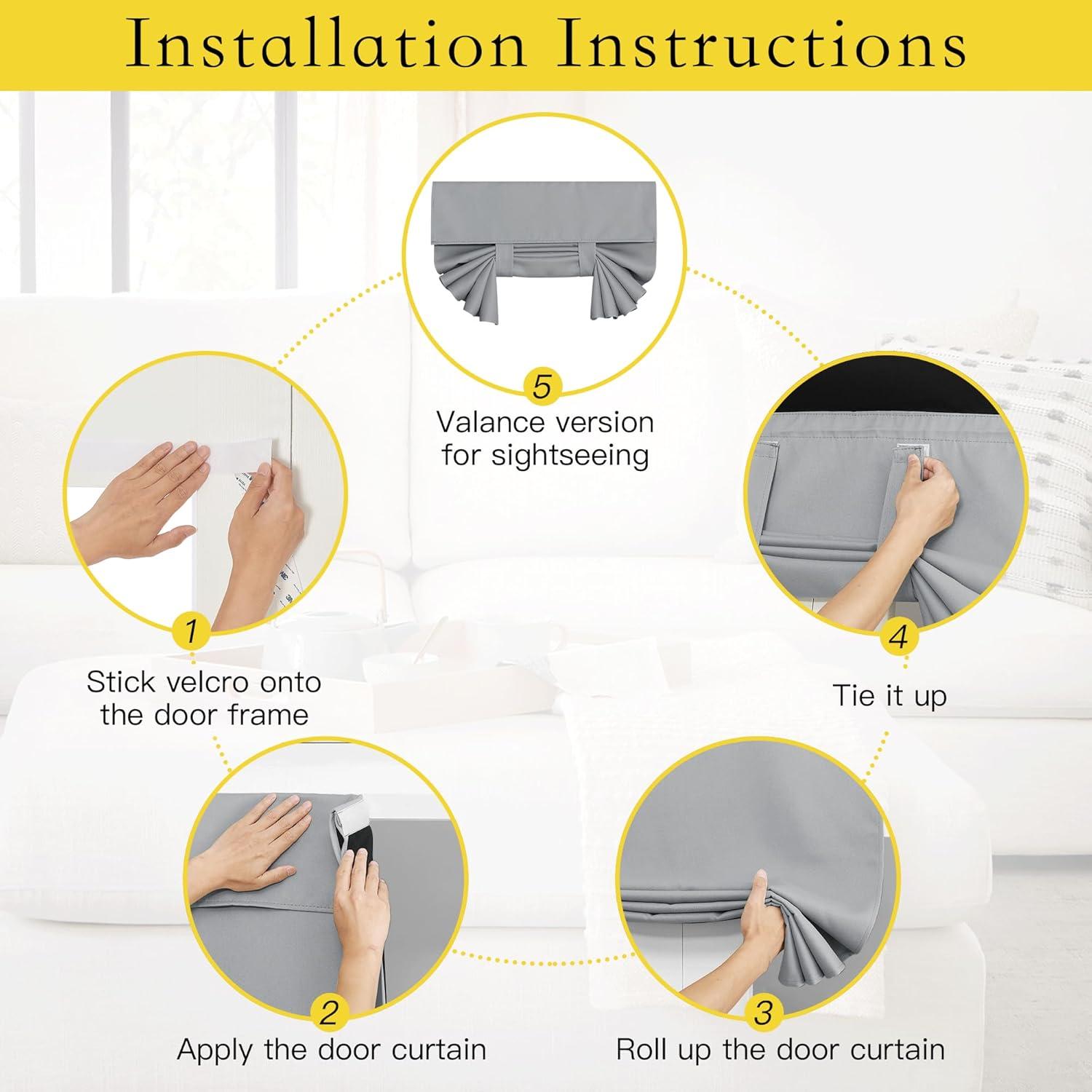 imageNICETOWN 100 Blackout French Door Curtains Privacy Curtains for Window 26 X 50 Inch Long Room Darkening Drapes Thermal Insulated Door Window Shades for Bedroom 1 Panel KhakiDove Gray