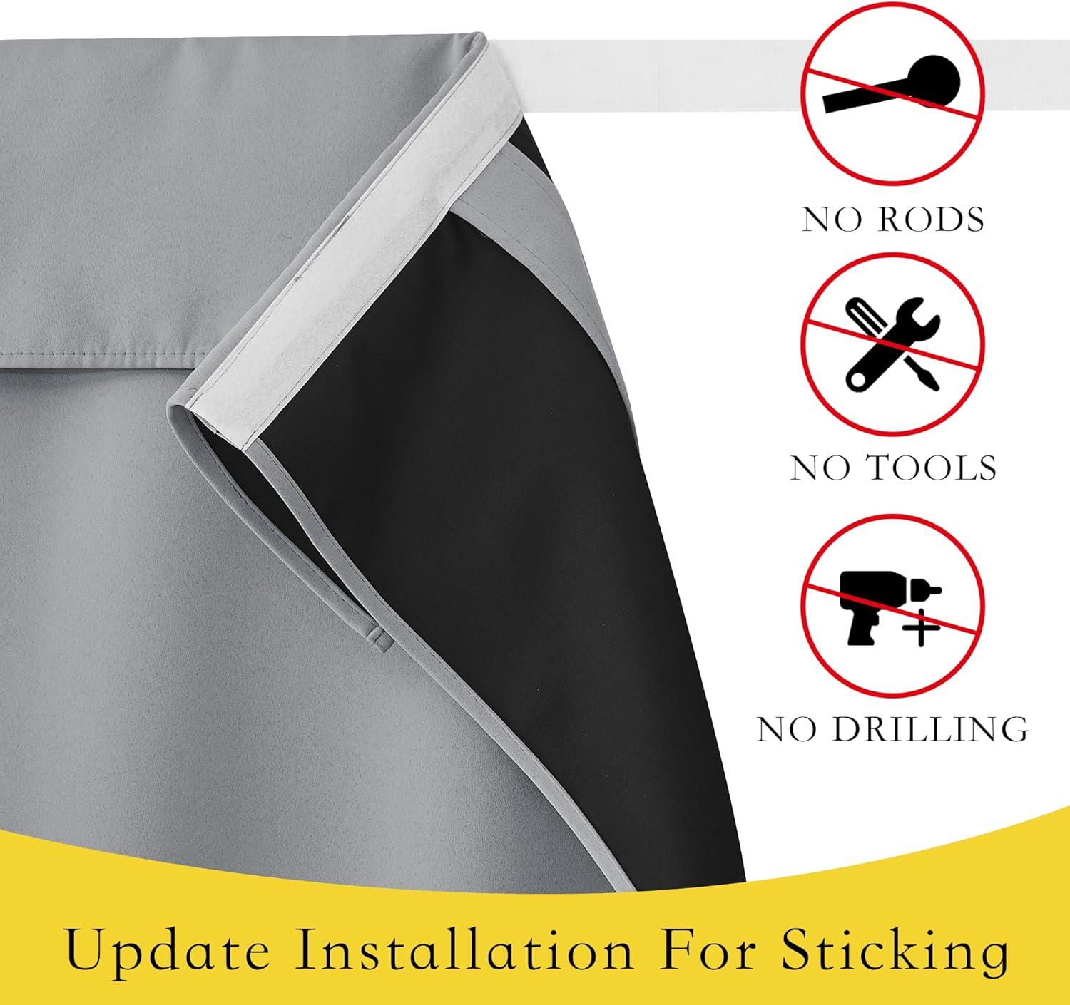 imageNICETOWN 100 Blackout French Door Curtains Privacy Curtains for Window 26 X 50 Inch Long Room Darkening Drapes Thermal Insulated Door Window Shades for Bedroom 1 Panel KhakiDove Gray